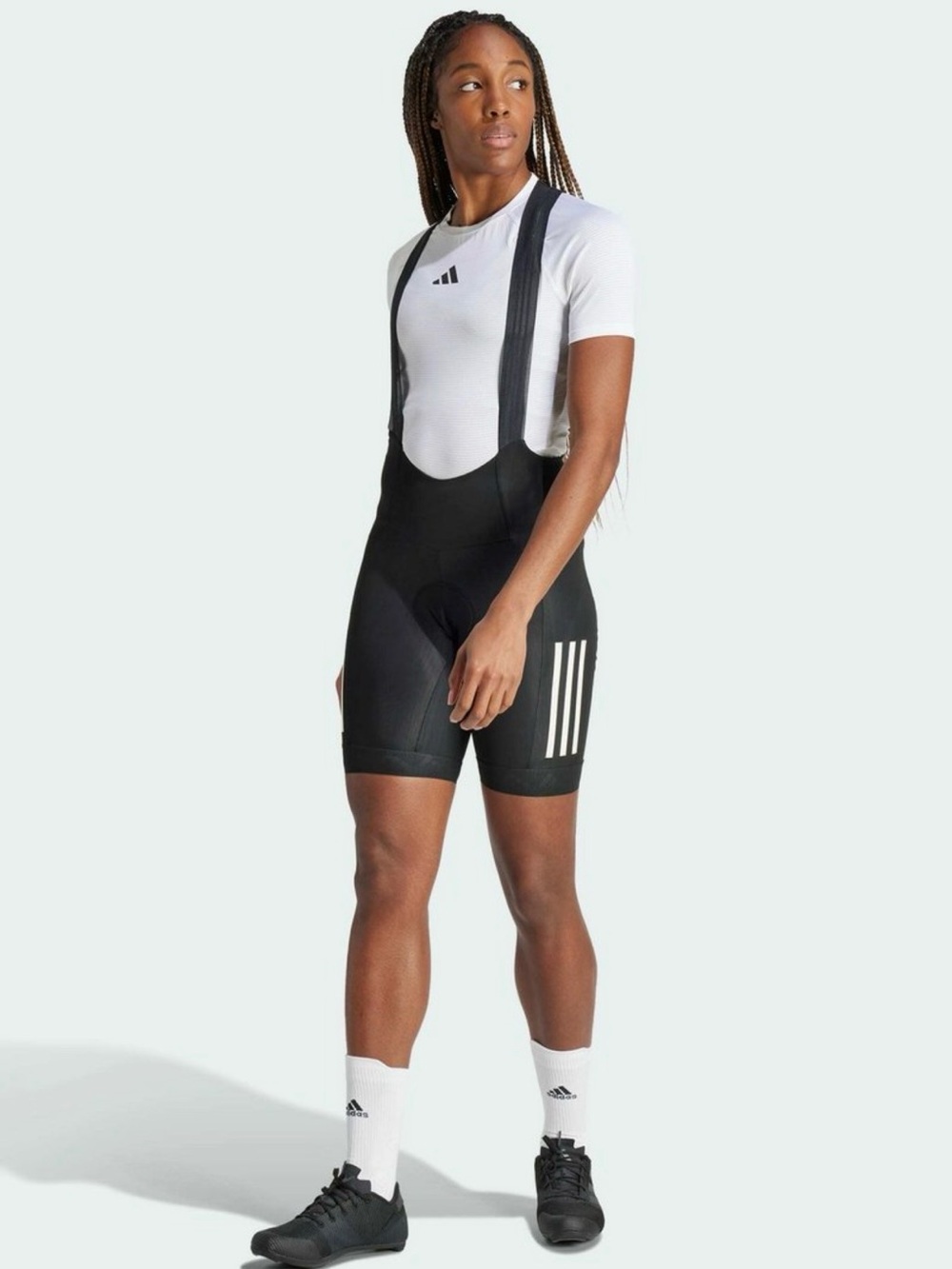 NWT adidas Essentials 3-Stripes Padded Cycling Bib Shorts Women’s M